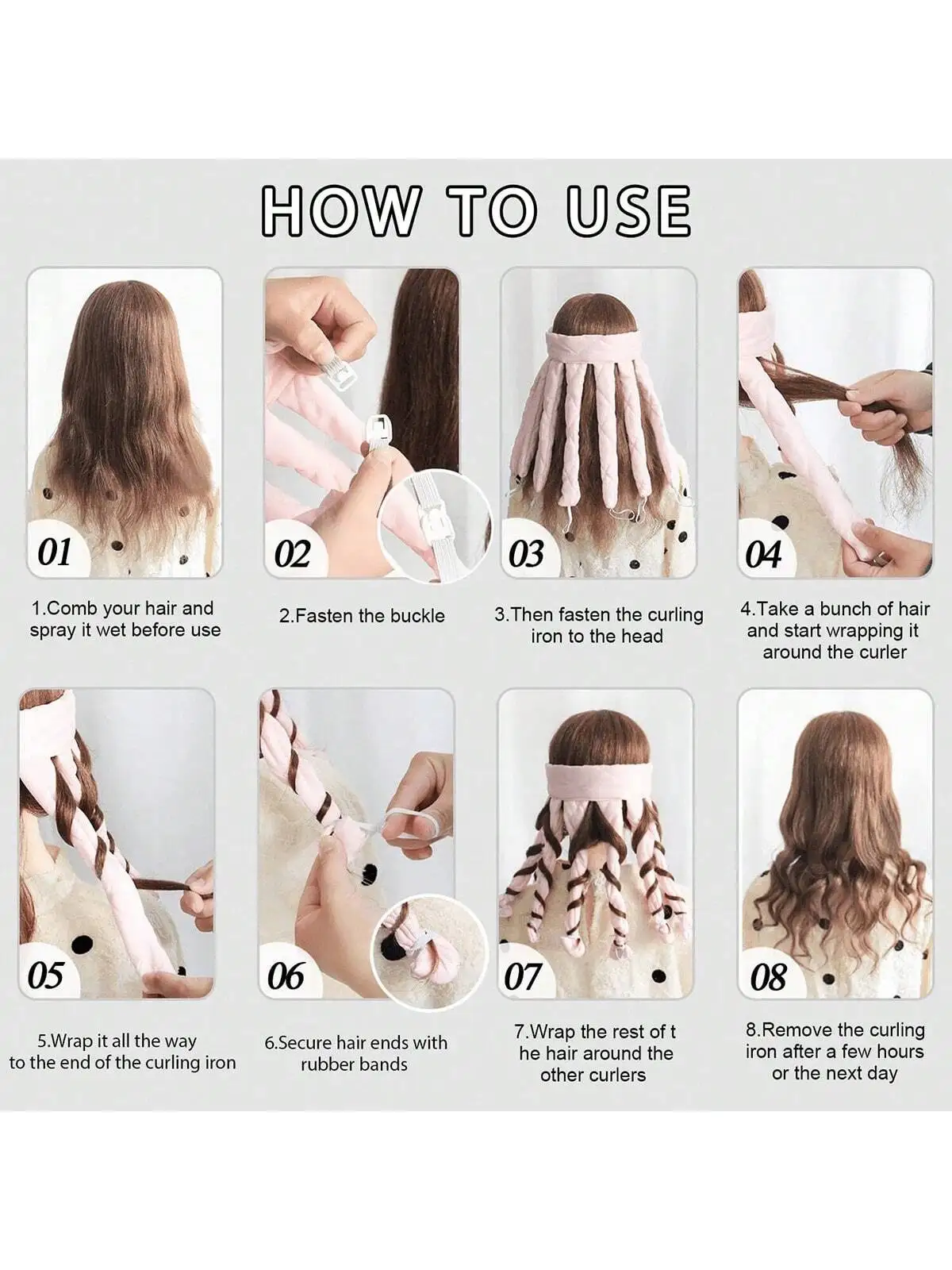 8 Claw Lazy Curler Non-Heating Curling Iron Headband Curling Ribbon Sleep Soft Wavy Hairdressing Accessories Ribbon Styling Tool