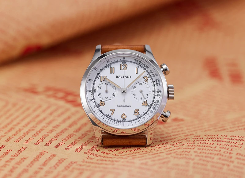 Baltany 1921 Sub-Second Homage Orologio Seagull ST1701 in acciaio inox color salmone cassa quadrata da uomo orologio da polso, V 2, classico