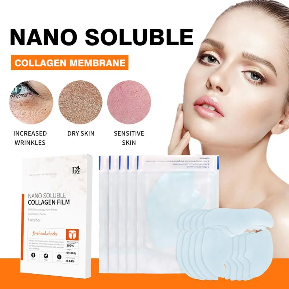 

5Sets/Box Nano Collagen Soluble Film Paper Soluble Anti Reduce Moisturier Fine Mask Facial Care Aging Lines Skin Wrinkle Fi M8D4