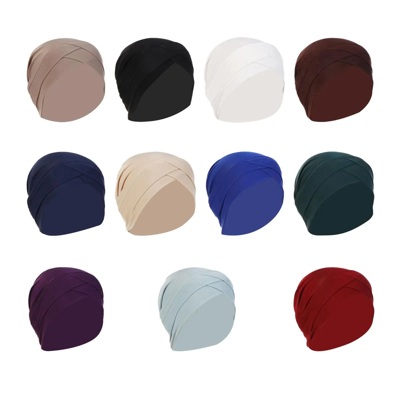 

Muslim Indian Turban Hat Stretch Headwrap Hair Cover Bandana Beanie Cap Hijab Head Cover Scarf Headwear Accessories