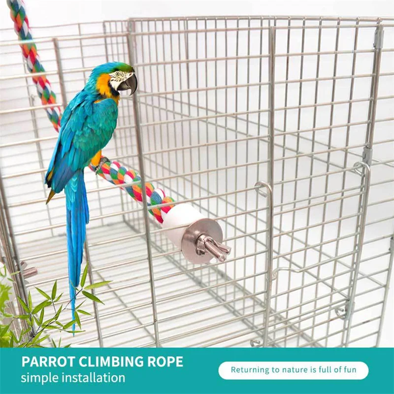 Colorful Parrot Rope Hanging Braided Budgie Bird Cage Cockatiel Toy Pet Stand Accessories Ladder Swing Supplies 40/60/80cm