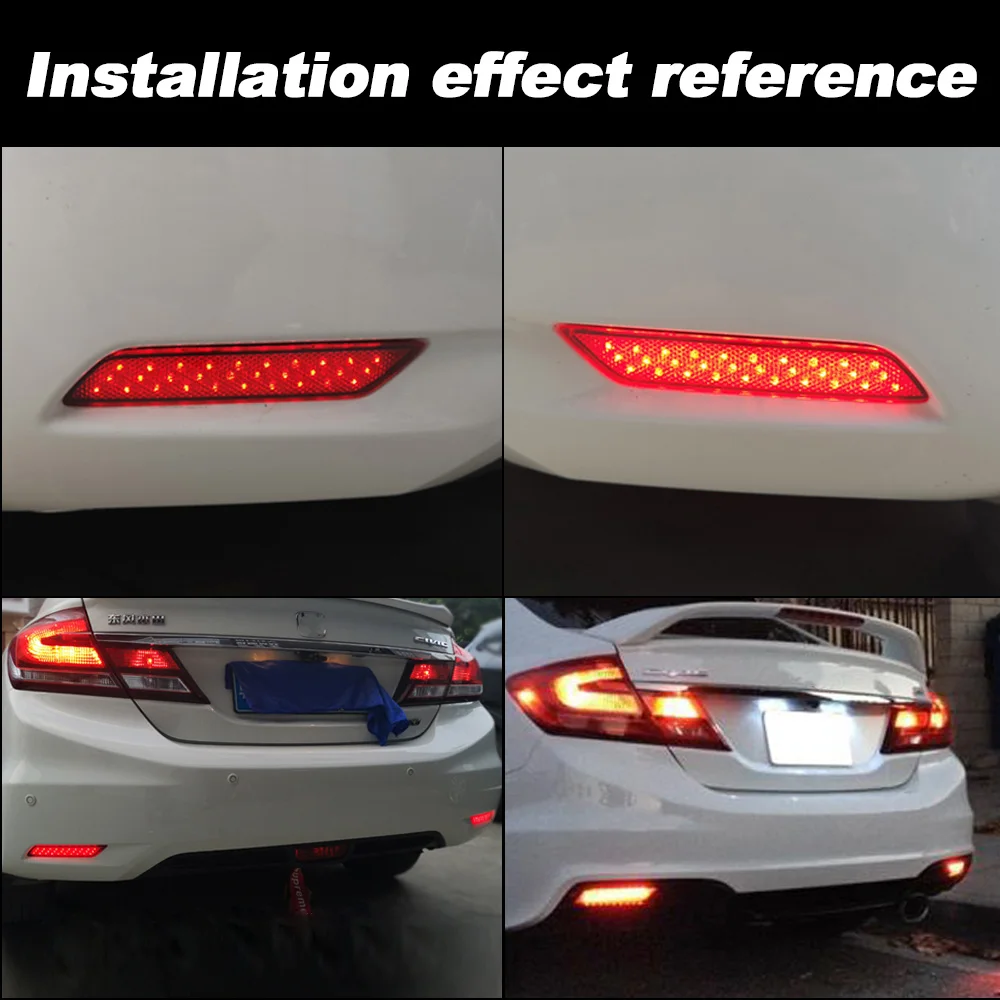 Honda Civic Sedan POWER LED Rear Bumper Reflectors In OEM Housing, 13 14 15 - Foto 3