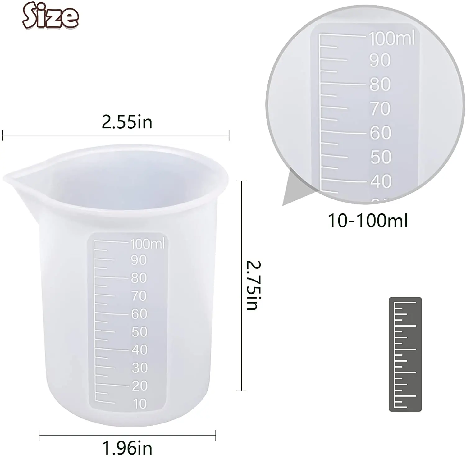 Silicone Measuring Cup With Clear Scale Food Grade Durable Non