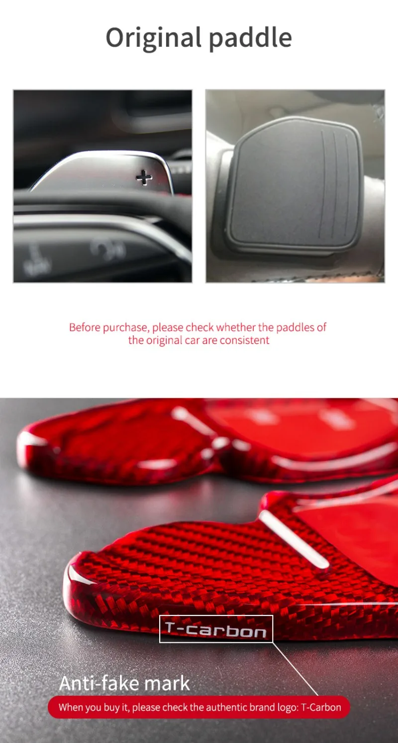 T-carbon Carbon Fiber Steering Wheel Paddle Shift For Audi A3 A4 A5 A6 A7 A8 Q3 Q5 Q7 TT S3 S5 R8 2012-2014