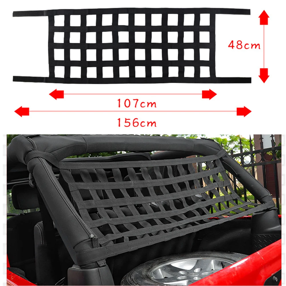 

Mesh Cargo Net Black Storage Roll Cage Auto Roof Net Hammock for-Jeep-Wrangler YJ TJ JK JKU JL JLU JT 1987-2020