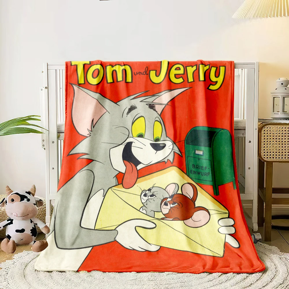 

Тонкое одеяло Tom and Jerry, легкий фланелевый плед для дивана, кровати, путешествий, кемпинга, гостиной, офиса, дивана, стула и кровати
