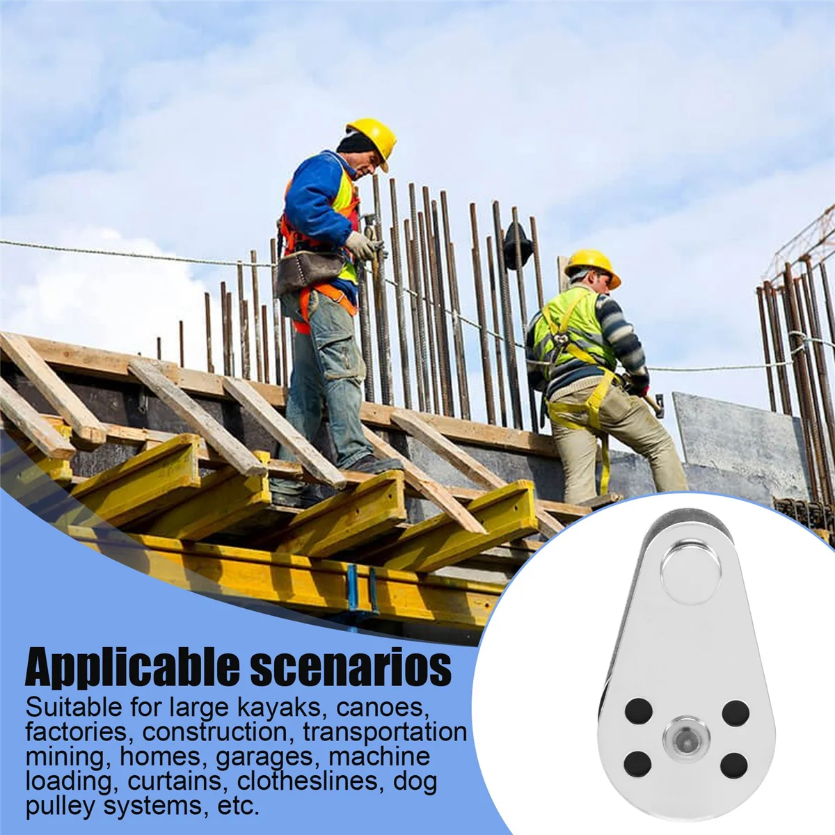 5PCS Stainless Steel M25 Pulley Block Hanging Wire Towing Wheel Lifting Wire Rope Cable Pulley Roller 6