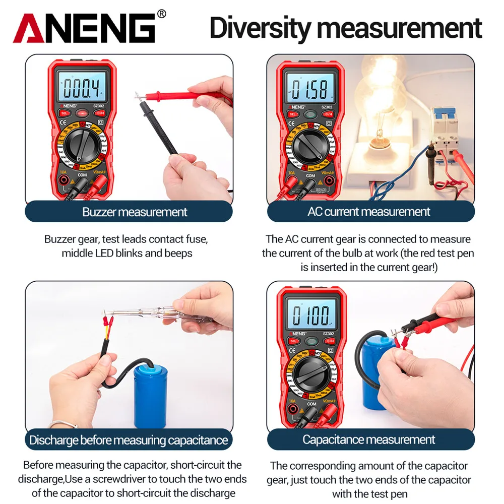 ANENG SZ302 SZ301  Ʈ  Ƽ , LED  AC DC  ׽ 220V NCV   ׽