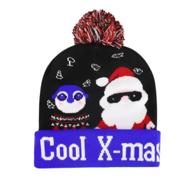 Festive Flashing LED Light-Up Christmas Hat - Snowman Winter Warm Knit Cap