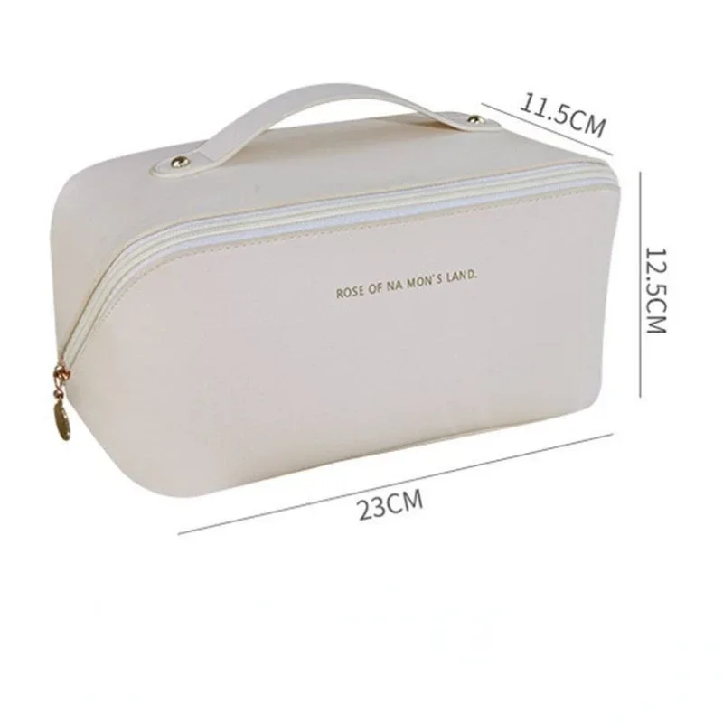 Portable Large Travel Cosmetic Bag Cosmetic Makeup Storage  for Women Leather Makeup Organizer Female Toiletry Pouch Zipper Bag 6
