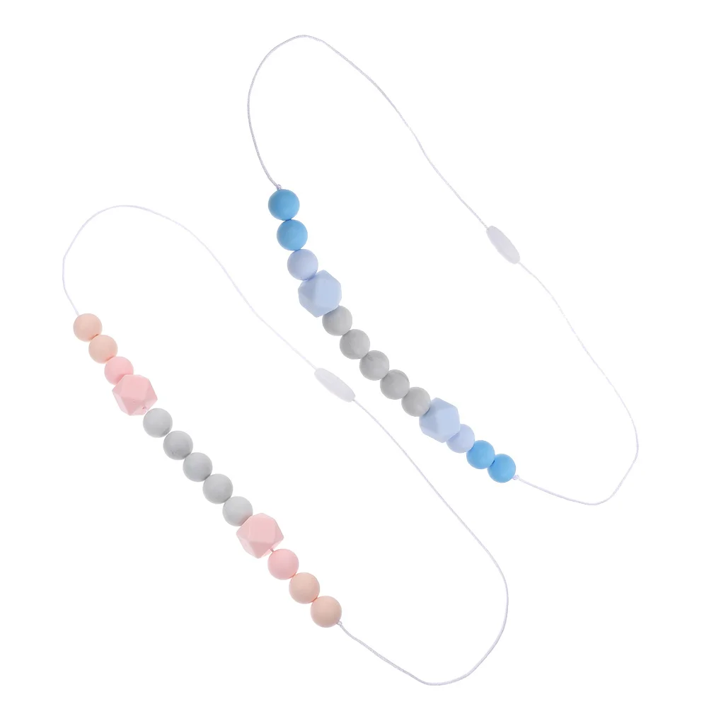 

2 Pcs Necklace Teething Beads for Baby Toy Toys Babies Necklaces Pendant Infants