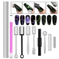 10Pcs Nail Magnet Tool Set Magnet Plate Wand Board Magnetic Pen Stripe Nail Magnet Double Ended Magnet Wand Magnet Stick Cat Eye 1