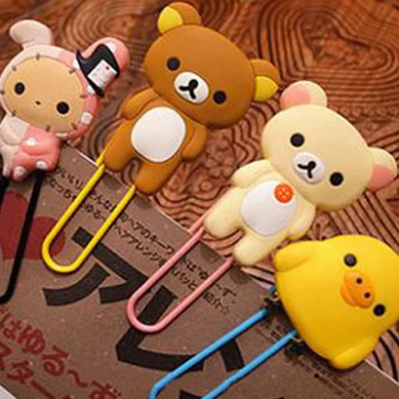 Cartoon PVC Soft Bookmarks Metal Book Clip