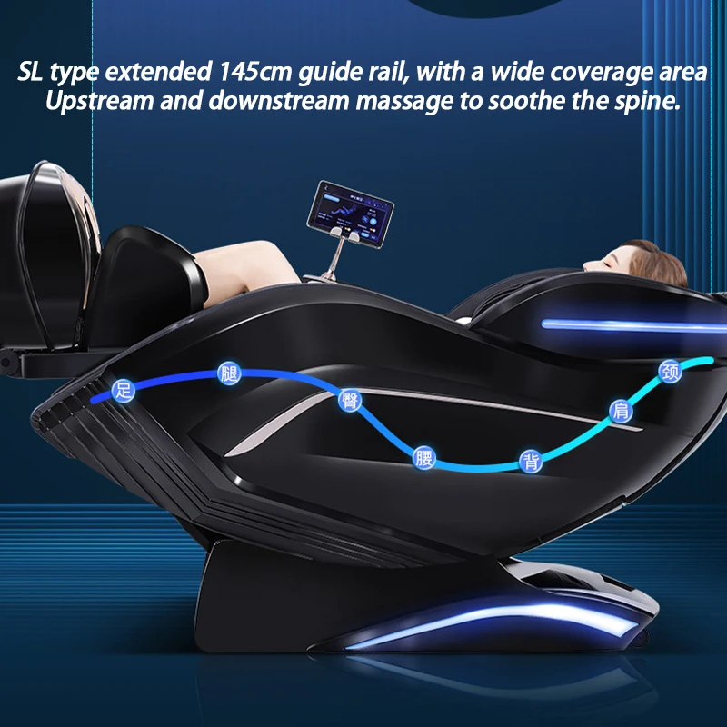 Luxury Full Body Massage Chair with ABS Shell, AI Voice Control, SL Track, Thai Stretch, Bluetooth, LED Lights & Leg Stretch