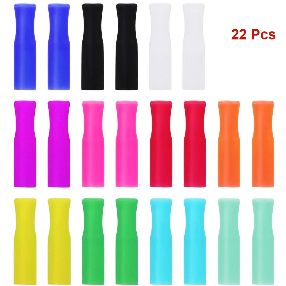 22Pcs Metal Straw Cover Reusable Straws Tips, Silicone Straw Tips,  Multi-color Food Grade Straws Tips Covers Only Fit for 1/4 In