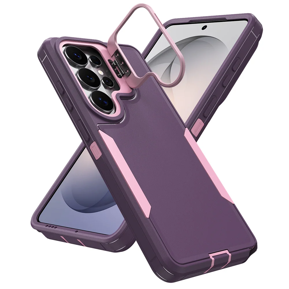 Shockproof Armor Flip Lens Stand Phone Case Cover