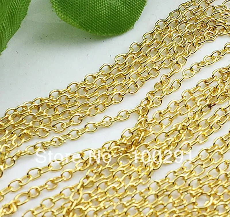 

100meter wholesal jewelry findings 2*3mm gold plated O-shape Cross Jewelry chain
