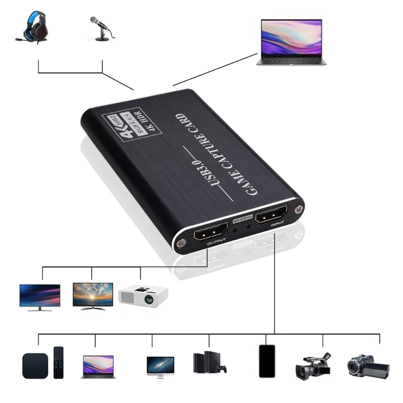 

4K Video Card USB3.0 Game Device with 1080P 60FPS Live Streaming Recorder for