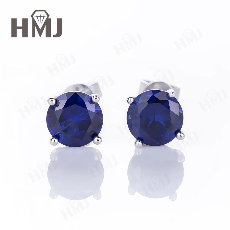 4-Zinken-Ohrstecker mit Schraubverschluss, Laborgezüchteter Rubin/Saphir/Smaragd für Damen und Herren, S925 Sterling Silber, Hypoallergen, Geburtstagsgeschenk – Detail 24