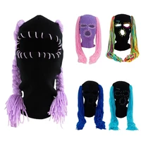 Warm Winter Caps Knit Beanie Hat Pranky  Decor Balaclava Knitted Caps Full Face Ski Masks Soft Headwear for Women 1