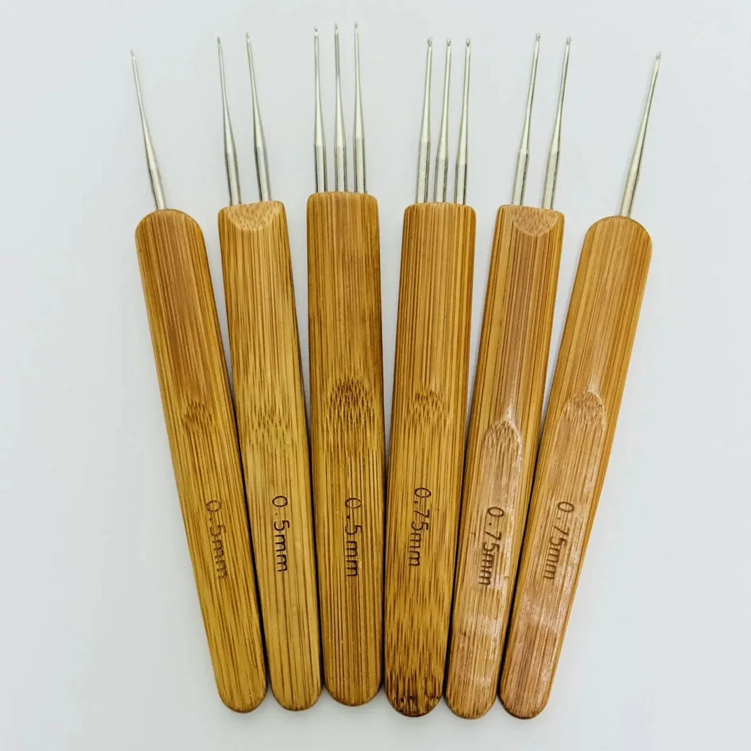 0.5mm/0.75mm 드레드락 크로셰 훅 나무 크로셰 바늘 헤어 드레드락 도구 브레이드 공예용