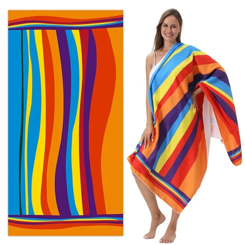 Colorful Wave Pattern Beach Towel Large Double Sized Bath Towel_voghion.com