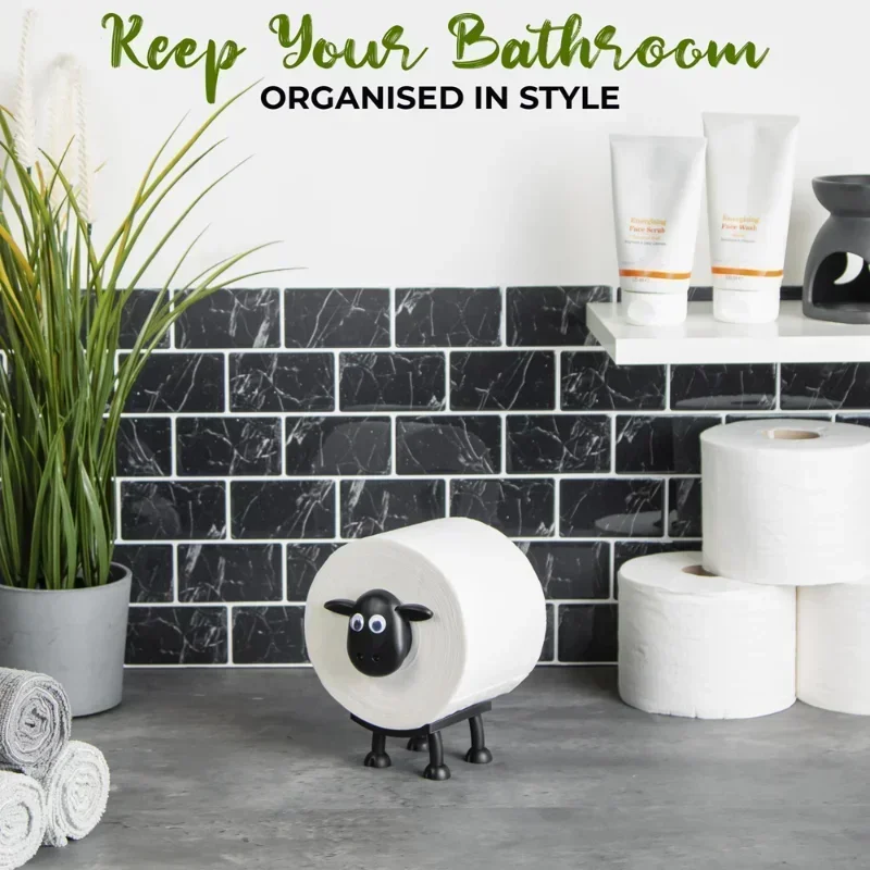 Black Sheep Toilet Roll Holder Free Standing Storage Tissue Organiser Home Bathroom Decor Cute Animal Toilet Paper Holder 4