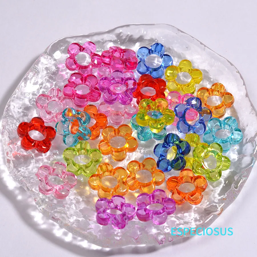 30 Perline Floreali Acriliche Trasparenti A Forma Di Fiore – 35x32x9 Mm, Foro 3mm, Per Creazione Gioielli Fai Da Te