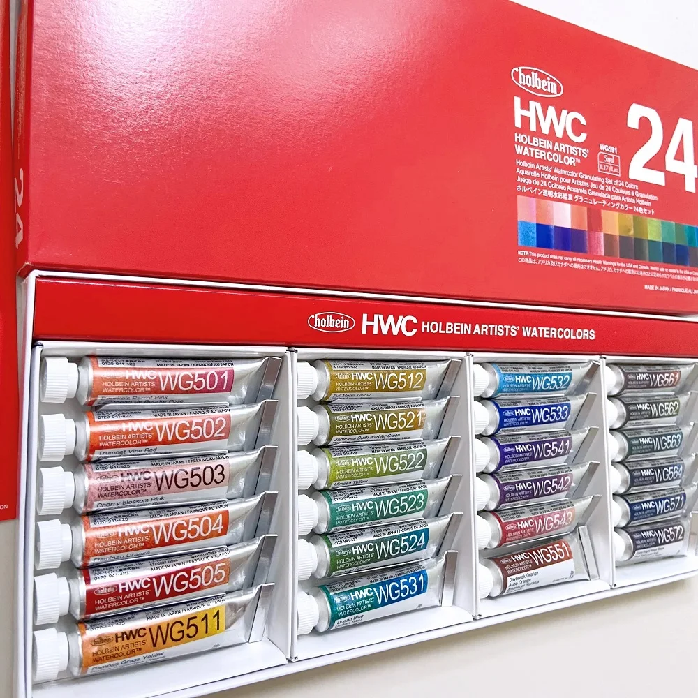 Holbein Layered Color Watercolor Paint 24 Colors 5ml Artist Transparent HB 1ml aquarela Professional Drawing Art Supplies watercolor painting set watercolor paint watercolor pigment