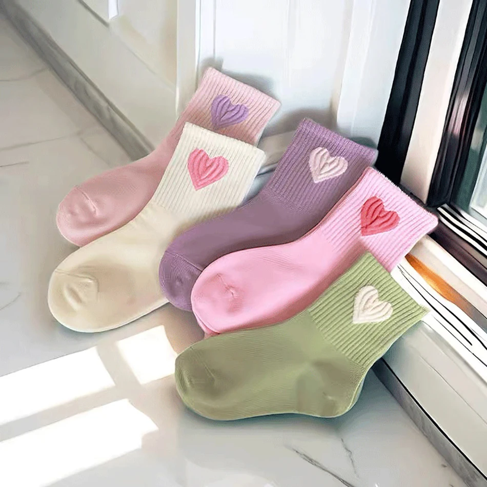 Girls Heart Socks Set 2