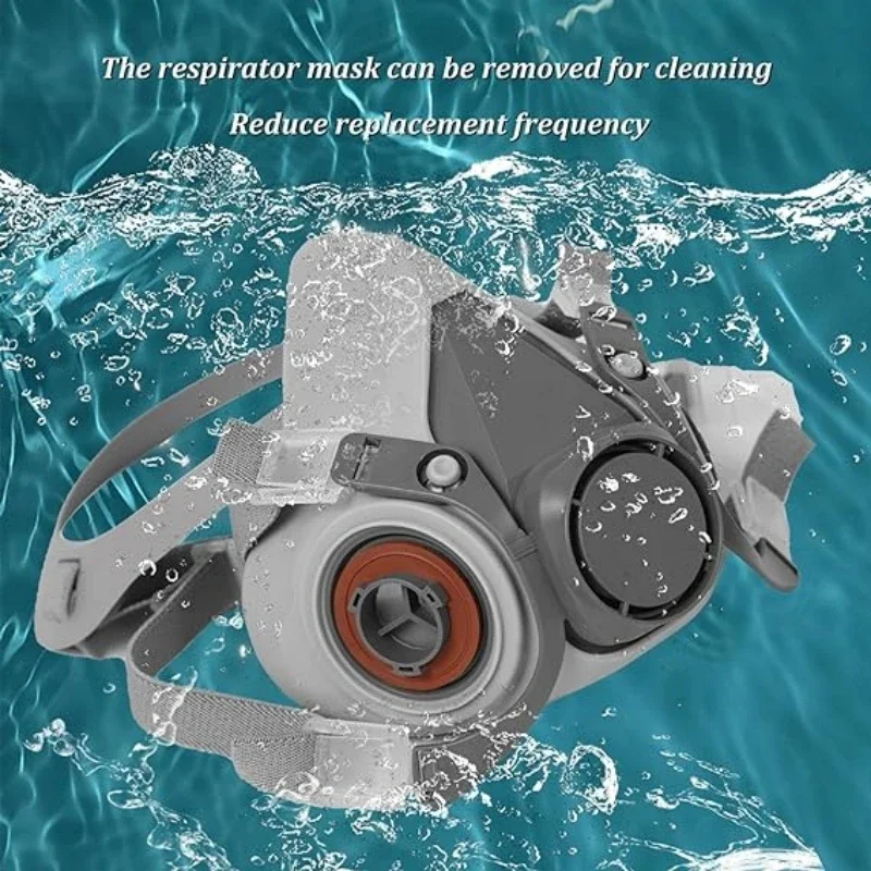 Gas Respirator 6200 Dust Gas Mask Filters with Protective Fog-proof Glasses Safety Work Suit Industrial Half Face Painting Spraying Respirator
