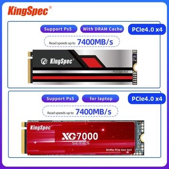 Kingspec SSD NVMe M2 1 테라바이트 2 테라바이트 512GB 4 테라바이트 M.2 PS5용 2280 PCIe 4.0x4 Ssd 7400 메가바이트/초 DARM 캐시 하드 드라이브가 있는 데스크탑 노트북 PC용 내부 솔리드 스테이트 하드 드라이브 내부 솔리드 스테이트 디스크