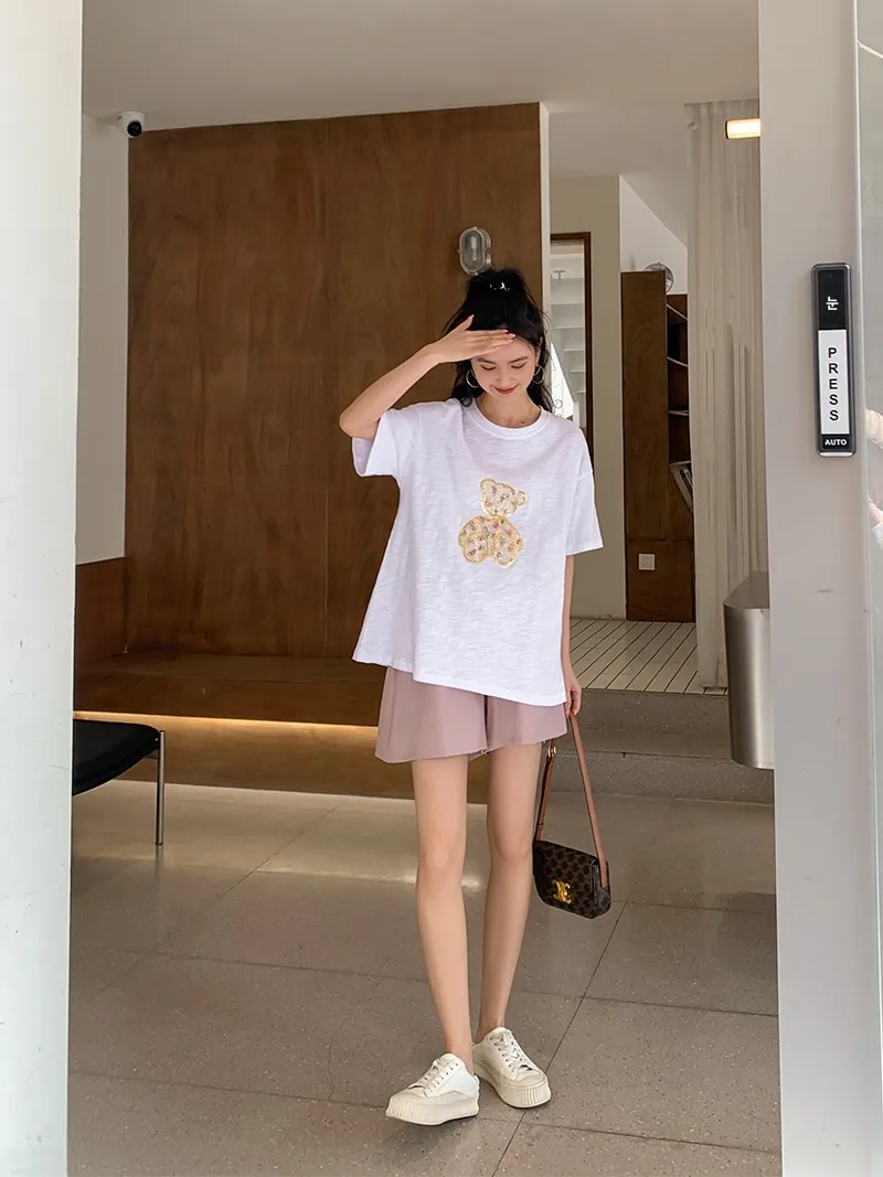 ZMA 출산용 와이드 레그 반바지 여성용 여름 루즈하고 편안한 출산 캐주얼 바지 모유 수유 친화적인 여름 착용