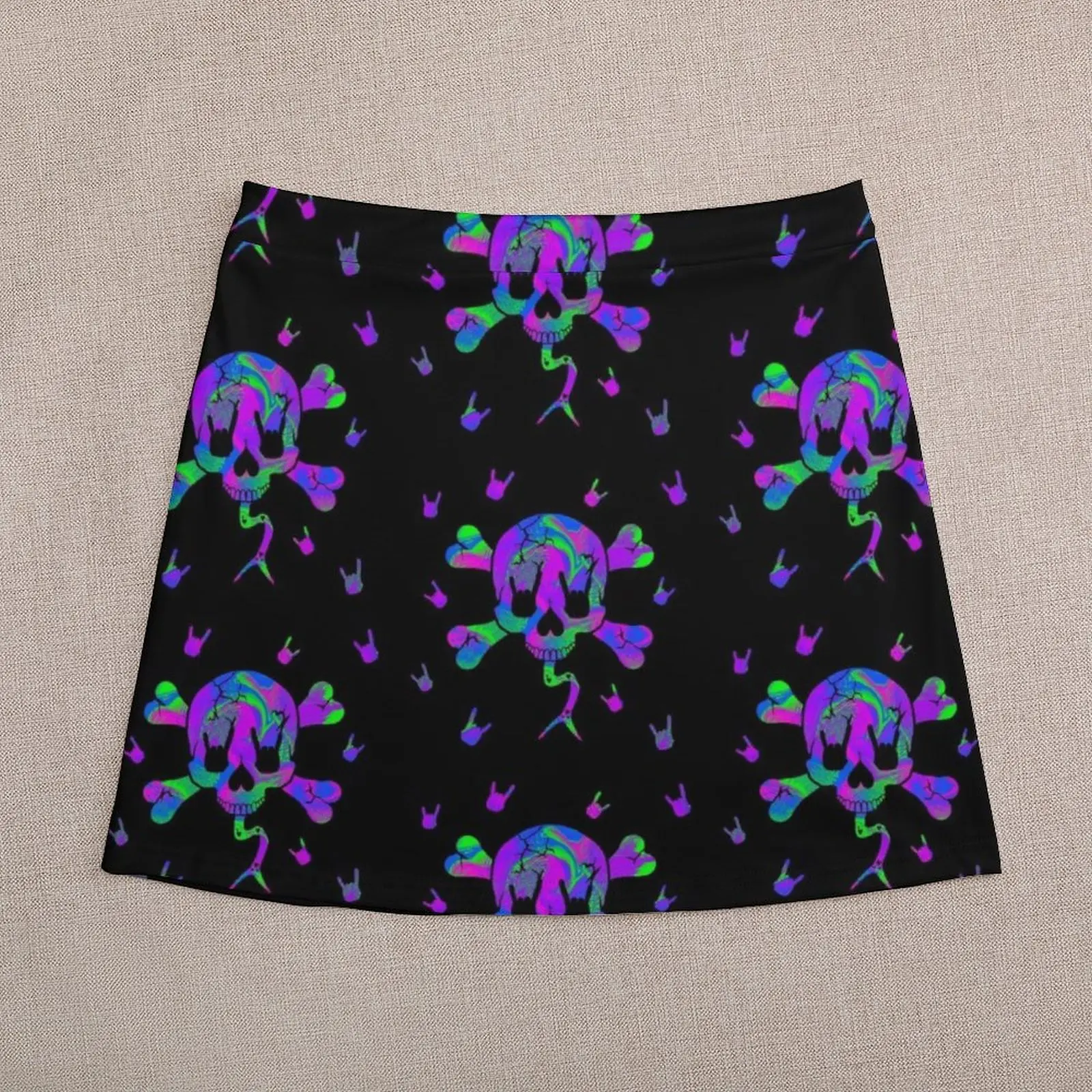 Rock Party Rainbow Skull Mini Skirt mini skirts shorts kawaii skirt