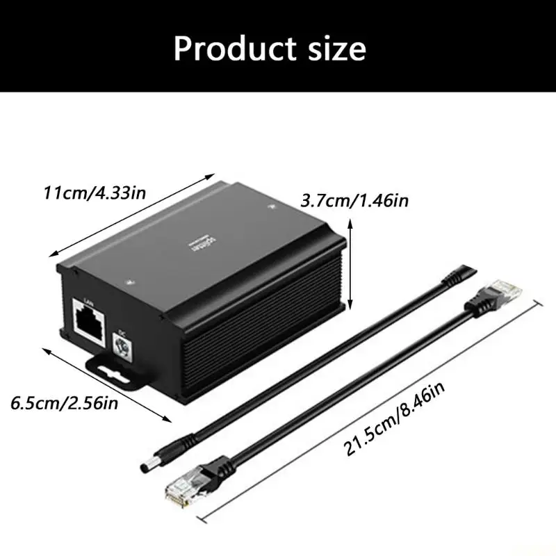 B03F 기가비트 이더넷 POE 분배기 DC48V 12V 6A 전원 공급 장치 금속 하우징