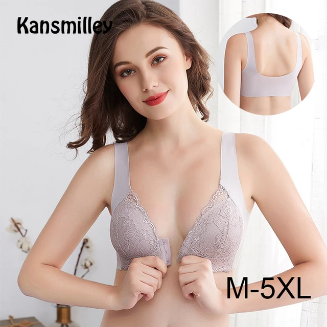 Sexy Womens Seamless Bra Front Closure Lace Push