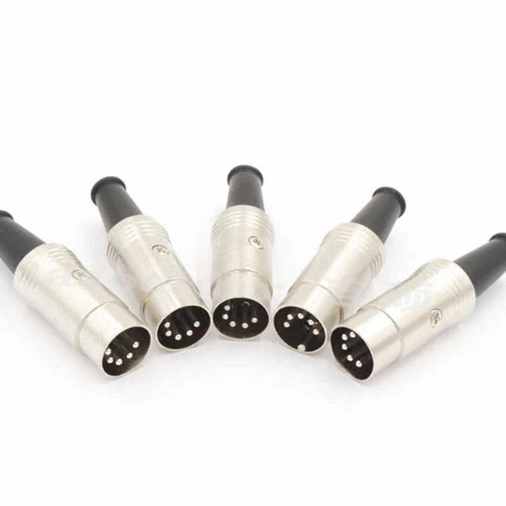 

Heavy Duty Audio Adapter 5 Pin DIN Plug Male Silver Plated Contacts Flexible Strain Relief Music Instruments Accessories