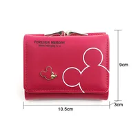 Disney Cartoon Mickey Mouse Wallet for Women's PU Leather Coin Purse Woman Mini Short Wallets Girls Bags Fashion Accessories 2