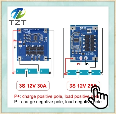 DIYTZT 1/2/3PCS 3S 10A Li-Ion Lithium Batterie 18650 Ladegerät PCB BMS Schutz Bord 12V 11,1 V 12,6 V Verhindern überladung – Detail 2