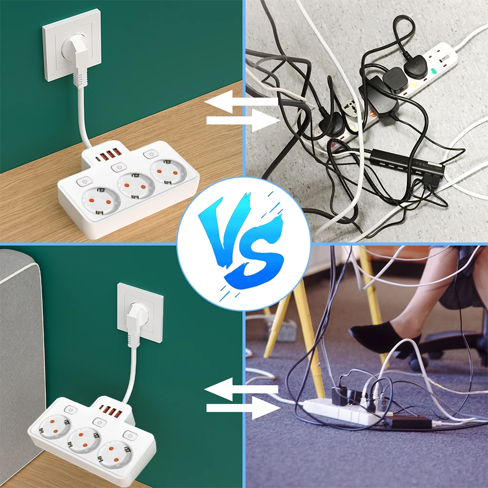 EU Plug AC Power Strip Wall Independent Switch 2500W European Standard Plug Sd9f6999d3a734e61ba9472c99f52e4738