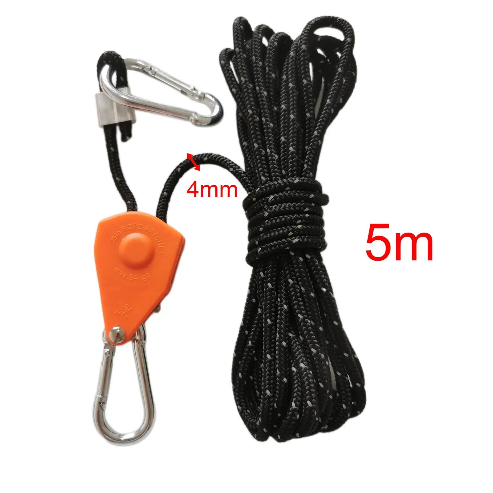 Pulley Ratchet Rope Hanger Wind Rope for Hiking Gardening Grow Plant Fan