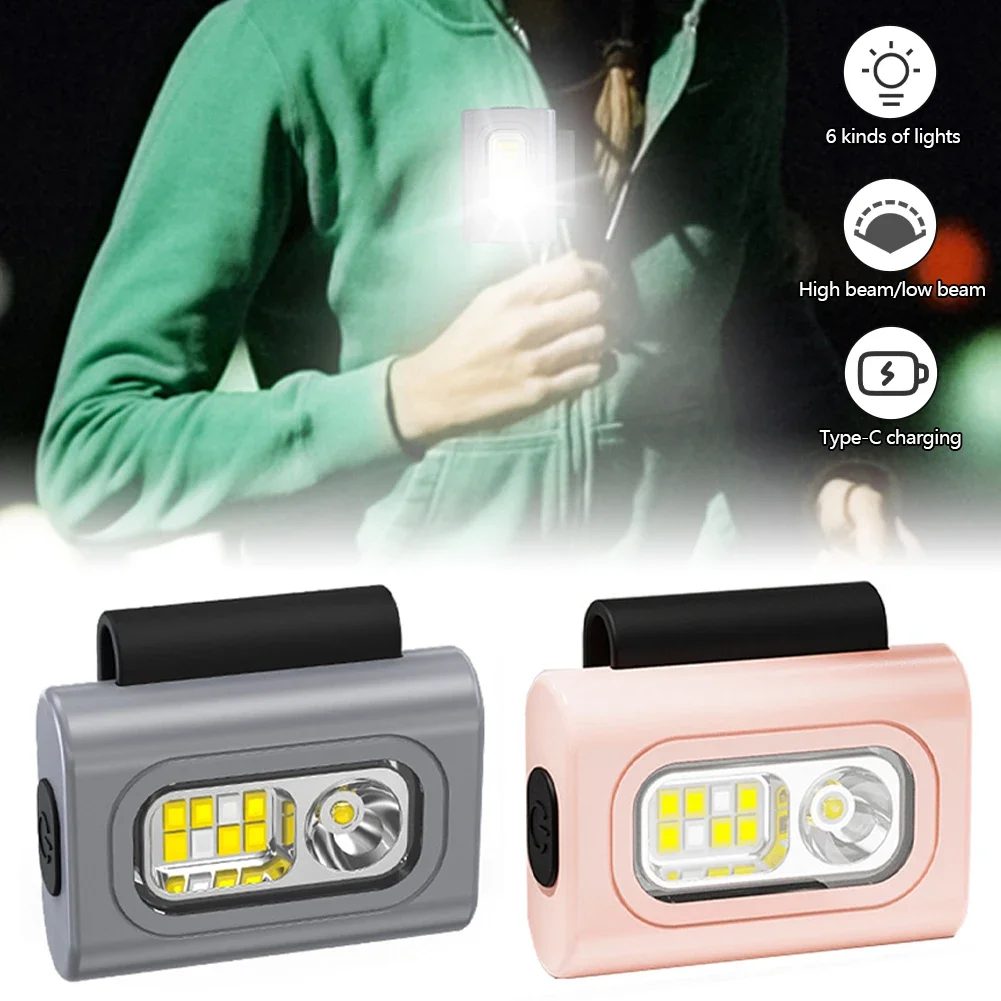 1Pc Portable Multifunctional LED Headlight USB Rechargeable Cap Clip Headlamp Outdoor Night Running Fishing Camping Lamp