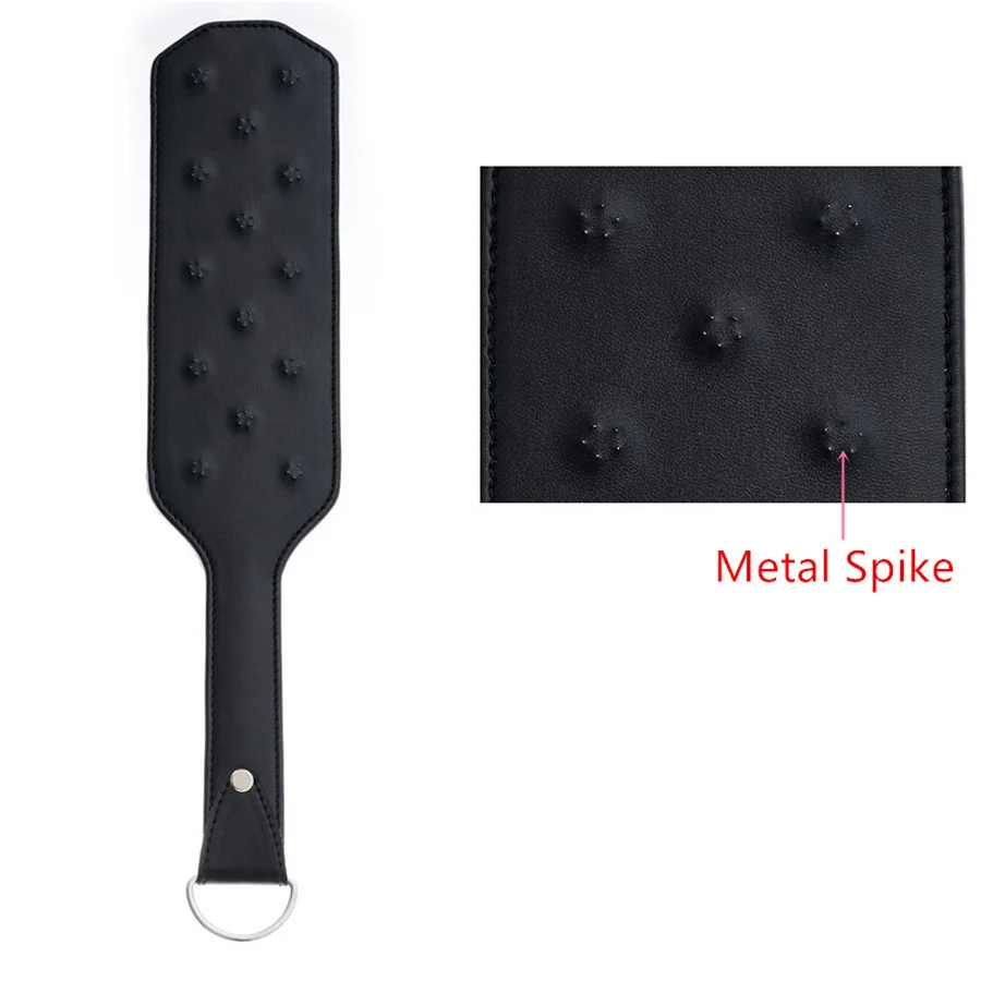

PU Leather Spanking Paddle Slapper with Spikes Bondage Flogger Whip Metal Rivet for Fetish Bdsm Adult Sex Toys For Couple Game