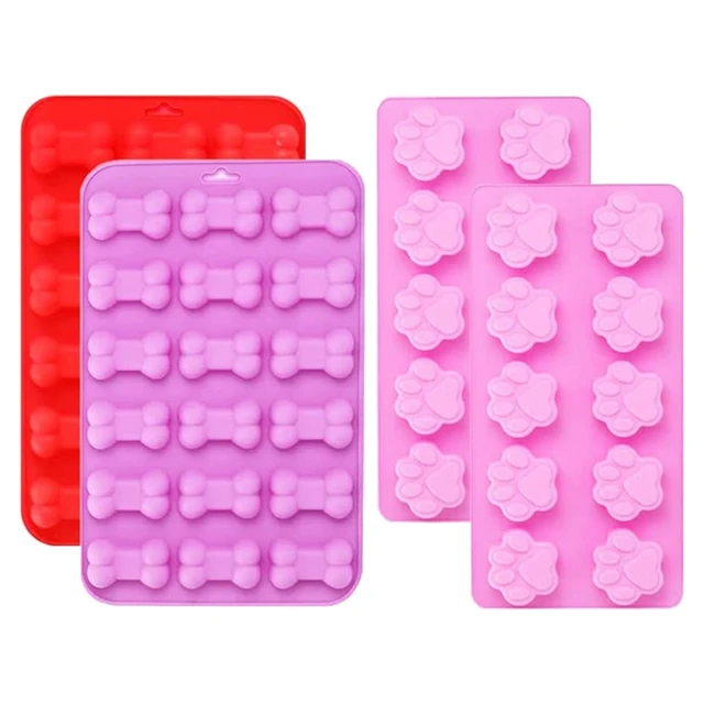  4Pcs Dog Bone Silicone Paw Molds for Dogs - Candy Silicone Mold  Dog Treat Silicone Mold Dog Treats Cake Pop Mold - Small Dog Treat Molds  Silicone Soap Molds Baking Molds