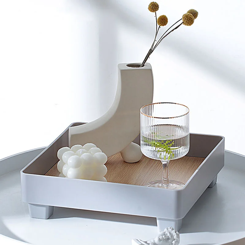 

Wooden Storage Tray Cosmetics Organizer Basket Perfume Holder Jewelry Plate Cake Dessert Dish Food Serving Tray Sundries Basket