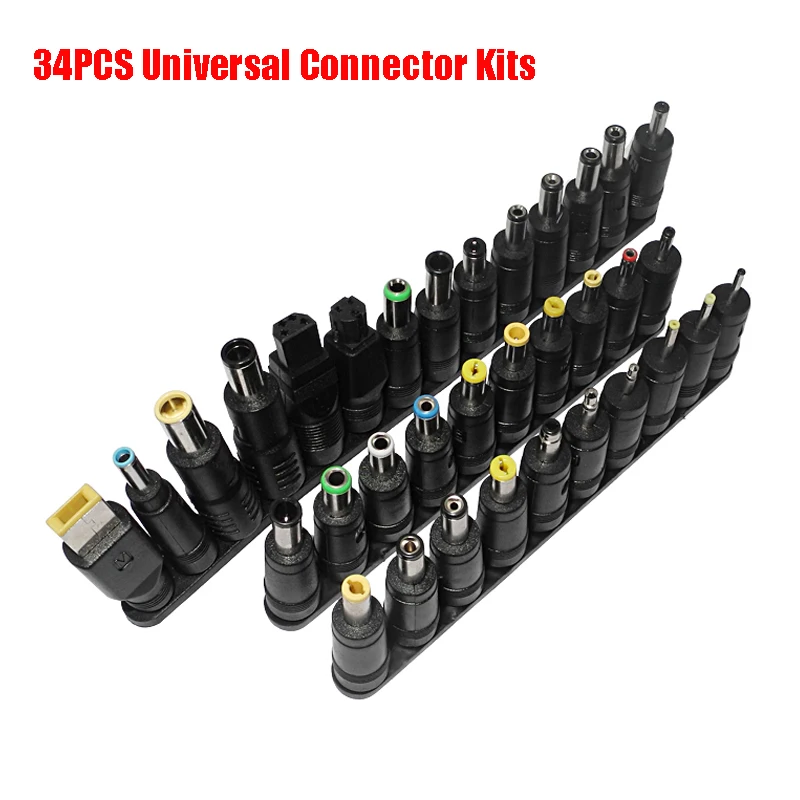 34PCS Universal DC Connectors 5.5mmx2.1mm Power Adapter Tips Kits for Lenovo Thinkpad Asus Hp Laptop Power Supply Plug Jack Sets
