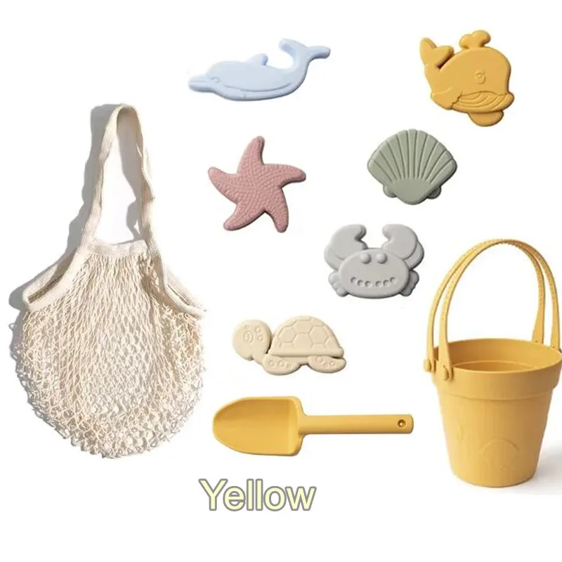 Kids Silicone Beach Toys for Kids Baby Sandbox Beach Toy Set with Bucket Shovel Other Accessories Water Game Play Outdoor Toy 5