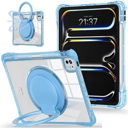 360 - Degree Rotating Handle Stand Clear Tablet Case - Ipad10th 2022 (Light Blue)