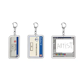 WINDOWS Istruzioni per computer Portachiavi Portachiavi Anello per accessori Borsa Portachiavi con ciondolo a forma di cartone animato Gioielli Ventole Amici Regali