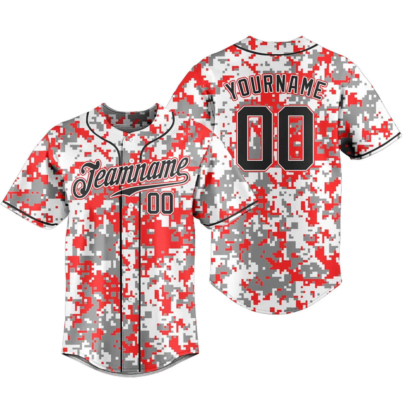 thumbnail image 1 of Camiseta de béisbol personalizada, camisetas de camuflaje, ropa deportiva transpirable, uniforme de entrenamiento para equipo, nombre del equipo personalizado, logotipo y número, 1 of 5